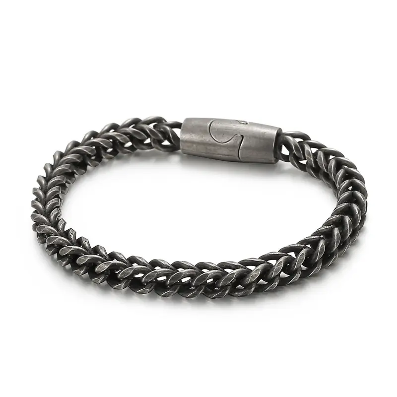 Custom Jewelry Men Cuban Link Chain Bracelet for Men Stainless Steel Magnetic Clasp