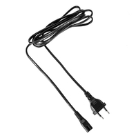 Cordon d'alimentation certifié ENEC KEMA H03VV-F 2 0,75 mm² avec fiche CEE 2 broches EU IEC C17, 2,5 A 250 V, 1,5 m / Personnalisable Cuivre/PVC Noir pour usage domestique