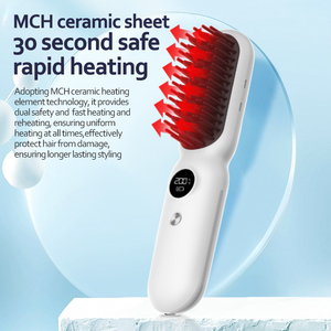فرشاة شعر كهربائية محمولة قابلة لإعادة الشحن عبر USB ولاسلكية، مشط فرد الشعر واللحية الكهربائي الساخن المصغر للنساء والرجال - Product Image 3