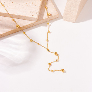 Stylish Ball Tassel Gold Bead Pendant Chain Necklace Zinc Alloy Fashion Jewelry - Product Image 3