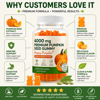 Gummies de graines de citrouille haute puissance 4000mg pour stimuler l'immunité et favoriser la digestion, saveur naturelle d'orange, marque privée, vente en gros en vrac