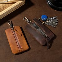 Étui à clés de voiture en cuir véritable, porte-clés à suspendre à la ceinture, unisexe, en cuir de vachette, pochette de protection pour clés de véhicule