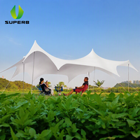 Tente hexagonale de luxe imperméable 15mx20m à poteaux en aluminium, idéale pour événements extérieurs, camping, plage et cour