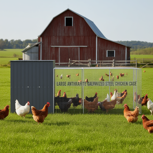 Jaula Grande para Pollos de Acero Galvanizado Antracita, Refugio Duradero para Animales - Product Image 2