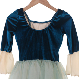 25055 Romantisches blaugrünes Ballett Tutu Kleid Langes Baumwoll tanz kostüm für Mädchen für Mazurka-Tanz - Product Image 6