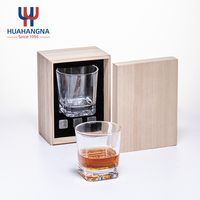 Custom Logo 10oz Old Fashioned Square Scotch Bourbon Whiskey <strong>Glass</strong> Gift Set with Granite Chilling Whisky Rocks for Birthday