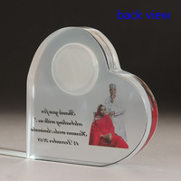 Personnalisé couleur impression photo horloge en cristal en forme de Coeur MH-C0206