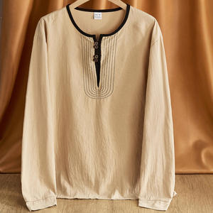 เสื้อเชิ้ตผ้าลินินแขนยาวผู้หญิงสไตล์ครอสบอร์เดอร์ ทรงเรโทรลำลอง ผ้าคอตตอนผสมบางเบา ใส่ได้ทุกวัน ไซส์ M พร้อมป้าย - Product Image 4