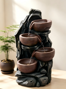 <span class=keywords><strong>Fontaine</strong></span> d'eau en résine Rock&Bowl avec lumière LED, cascade à 4 niveaux, <span class=keywords><strong>fontaine</strong></span> d'intérieur et d'extérieur <span class=keywords><strong>pour</strong></span> patio, <span class=keywords><strong>jardin</strong></span>, décoration <span class=keywords><strong>zen</strong></span> - Product Image 2
