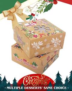 Boîtes à friandises de Noël avec fenêtre, boîtes à biscuits en kraft brun, petites boîtes à pâtisserie pour les fêtes de fin d'année, fournitures pour les fêtes - Product Image 3