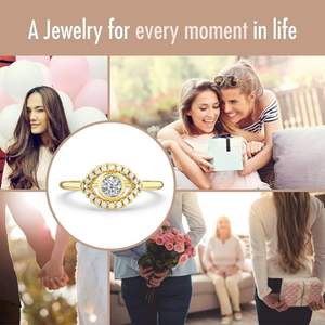 แหวนเงินแท้ 925 ชุบทอง 18K ประดับมอสซาไนต์ทรงเบเซล ดีไซน์คลาสสิกหรูหรา สำหรับผู้หญิง วัยรุ่น และเด็กผู้หญิง  พร้อมอัญมณีประจำเดือนเกิด - Product Image 4