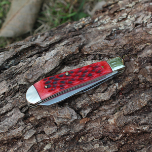 High Quality Red OX <strong>Bone</strong> <strong>Handle</strong> EDC <strong>Knives</strong> Small Folding 420 Double Blade Survival Outdoor Camping Survival Pocket <strong>Knife</strong> - Product Image 6