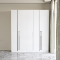 Vente en gros d'ensemble de chambre à coucher grand lit meubles maison ensemble de chambre à coucher en bois armoire à 5 portes haute brillance lit de rangement de 1.5 mètres