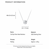 Collier en argent sterling S925 avec perle œil de chat, perle unique, réglable, deux couleurs, bijoux pour femmes, vente en gros
