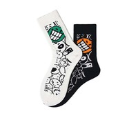 Chaussettes pour hommes de dessins animés drôles conçues sur mesure avec un sourire étrange Chaussettes pour hommes de mode de bonneterie de style de rue