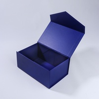 Caja de Regalo de Papel Plegable Geométrica Azul y Naranja Personalizada con Cierre Magnético, Ideal para Empaque de Joyas y Relojes
