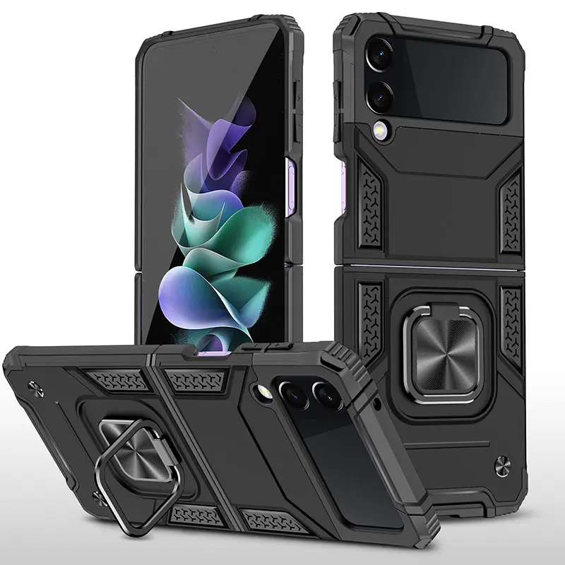 TPU+PC Full Cover Protection Shockproof Phone Case Portable Ring Kickstand Phone Bags For Samsung Galaxy Z Fold4/Z Flip 4