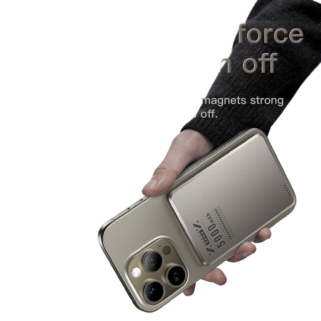 Ultra-thin 7.5mm Thick Portable Magnetic Powerbanks 5000mah Aluminum Alloy Material Power Bank Wireless Fast Charge