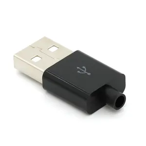 USB סוג 2.0 זכר DIY ערכת 4 P מחבר מתאם הרכבה עם plasric מעטפת עבור חוט הלחמה