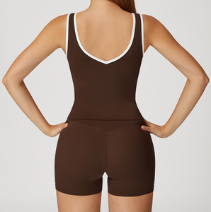 Ensemble de vêtements de sport et de fitness respirants pour la gym, le yoga et l'entraînement, avec haut croisé et taille haute, vente en gros - Product Image 6