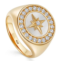 Gemnel Großhandelspreis Benutzerdefiniertes Logo Hochzeits-Vermeil Kubisches Zirkonia Voll-Diamant Stapelbare Ringe Diamantförmiger Ring