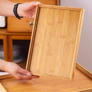 Plateau de service rectangulaire en bambou, motif bois, pour thé, fruits, usage domestique, avec emballage - Product Image 2