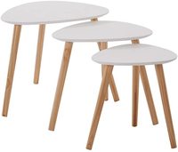 Table à thé marocaine paresseux pour ordinateur portable Petit ensemble de 3 meubles de table basse en pin Tables gigognes en bois pliantes blanches