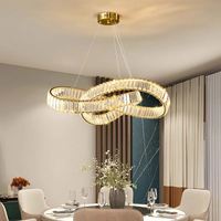Lustre en cristal design moderne, finition dorée, art d'intérieur pour hall d'entrée, mariage de luxe, salon, hôtel, luminaires suspendus, lustres