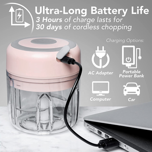 محضرة طعام صغيرة لاسلكية ومحمولة وقابلة لإعادة الشحن مفرمة ثوم كهربائية مع فولاذ مقاوم للصدأ - Product Image 3