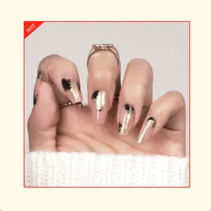 Marque privée tendance populaire de bonne qualité, faux ongles pré-conçus/prix de gros, forme de cercueil, couverture complète, faux ongles