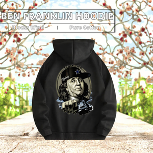 MOBEEN SÉCURITÉ PORTE Ben Franklin Graphique 100% Coton À Capuche Crochet Conception Casual Imprimé À Capuche Coupe-Vent Poche Régulière Hommes - Product Image 2