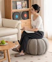 Pouf rond bas moderne en cuir couleur citrouille, repose-pieds pour canapé, pour salon, chambre, décoration intérieure et usage hôtelier