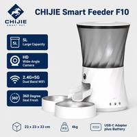 Distributeur automatique de nourriture pour animaux de compagnie intelligent avec caméra WiFi 2-en-1, grande capacité de 5 L, en plastique moderne, commande vocale à distance via application pour chats