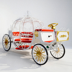 Certifié CE 4 roues Royal Princess Wedding Pumpkin Calèche électrique Cendrillon Chariot à chevaux en vente - Product Image 1