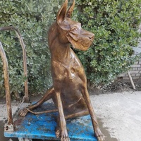 Sculpture de chien taille réelle décorative pour la maison, en cuivre moulé, Statue de grand chien danois en Bronze pour le jardin