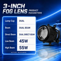 Lentille de projecteur de phare LED 3 pouces SFIDA LD-7A, lentille de projecteur Bi LED 55W pour phares de voiture, feux de brouillard de moto