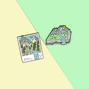 Broche en émail personnalisée avec motif forêt/<span class=keywords><strong>montagne</strong></span> pour Photo, sac <span class=keywords><strong>de</strong></span> Camping, vêtements, Badge <span class=keywords><strong>de</strong></span> revers, vente en gros, 9 pièces - Product Image 4