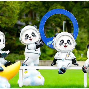 Escultura de Panda de Fibra de Vidrio Personalizada, Diseño IP, Tamaño Real para Parque Temático, Oso de Fibra de Vidrio - Product Image 5