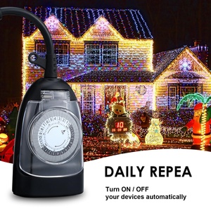 Linsheng nhiệm vụ nặng nề 24 giờ cơ khí Outlet ngoài trời ánh sáng Hẹn giờ với 2 Căn cứ cửa hàng kép Outlet CẮM HẸN GIỜ cho nhà và vườn - Product Image 5