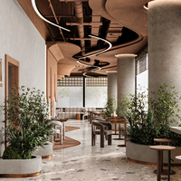 Service de conception 3D personnalisé haut de gamme, design minimaliste pour café, conception de kiosque à café, aménagement de comptoir à café