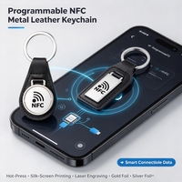 Porte-clés intelligent NFC en métal avec accent doré, kit d'accessoires personnalisables pour marque, production en gros, kit d'accessoires inscriptibles par l'utilisateur