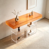 Meubles de salon personnalisés OEM, table de porche en acrylique, table d'entrée en acrylique, console en acrylique transparente