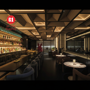 Comptoir de bar moderne et luxueux avec vitrine, idéal pour les bars, les discothèques et les soirées musicales, avec éclairage LED personnalisé, design d'aménagement de bar - Product Image 1