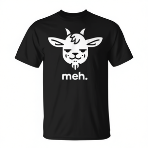 T-shirt Meh Sarcastic Goat noir unisexe pour adulte, taille moyenne, col rond, manches courtes, promotionnel - Product Image 2
