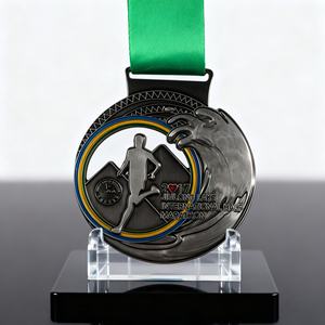 Médailles de sport en métal émaillé personnalisées avec logo d'usine, vente en gros, médailles de football en or et argent 2D et 3D avec ruban - Product Image 4