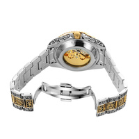 FORSINING 378 Top-Marke Luxus Gold Skelett Mechanische Uhren Edelstahlarmband Herren Automatik Vintage Royal Uhr