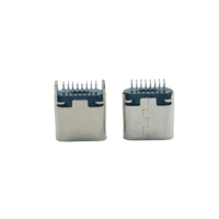 Konektor USB Tipe C 14/16 Pin Female 5A 5V 30m Resistansi Kontak Pemasangan DIP Vertikal Panjang 8.6mm