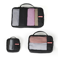 Ensemble de 3 cubes d'emballage de compression de sac noir personnalisés à la mode pour les voyages en plein air