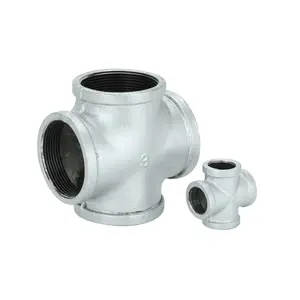 Manufacture Custom Galvanized Pipe Fitting 4 Way Cross 180 Tee Malleable Iron Pipe Fitting Oem