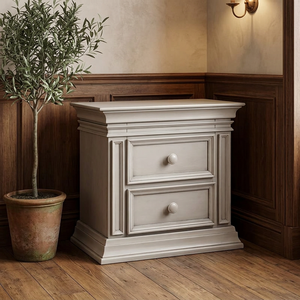 Mesita de Noche Moderna de Roble con 2 Cajones - Cómoda de Madera Maciza Gris Ceniza para el Dormitorio - Product Image 4